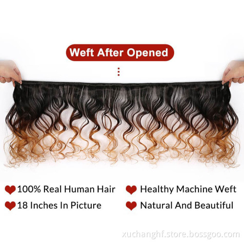 cuticle aligned hair Ombre 3tone Loose Wave bundle hair vendors raw indian hair Extension For Black Women